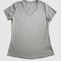 Womens Medium Rbx Performance V Neck Short Sleeve Active Shirt Grey X Dry - £5.43 GBP