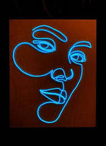 Line Art Face Neon Sign | El Wire Signs Wall Art - £79.62 GBP