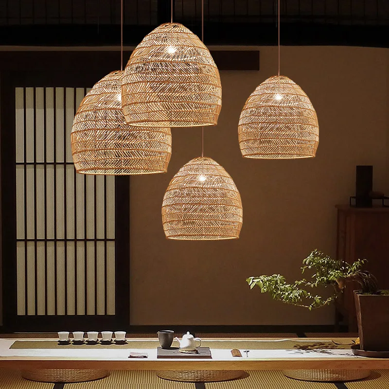 Natural Rattan wicker hanging lamp Chinese Style suspension vintage for ... - $179.95+