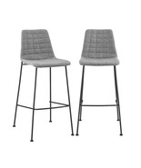 Set Of Two 30&quot; Light Gray And Black Steel Low Back Bar Height Bar Chairs - £1,004.51 GBP