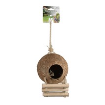 Eco-Friendly Coconut Hide Birdhouse with Ladder by Penn-Plax - £15.56 GBP+