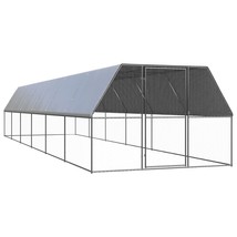 vidaXL Chicken Cage Silver, Silver Grey Galvanized Steel, Polyethylene - $1,302.03