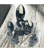 Vtg MCM Anthropomorphic Skunk Family Mom Babies Chain Ceramic Figurines ... - $15.87