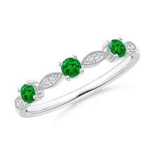 Angara Lab-Grown 0.28 Ct Emerald &amp; Diamond Marquise and Dot Ring in Silver - $312.55