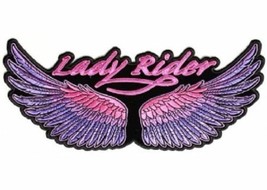 Large Purple &amp; Pink LADY RIDER WINGS 10&quot; x 4.5&quot; iron on Back patch (3119... - £18.84 GBP