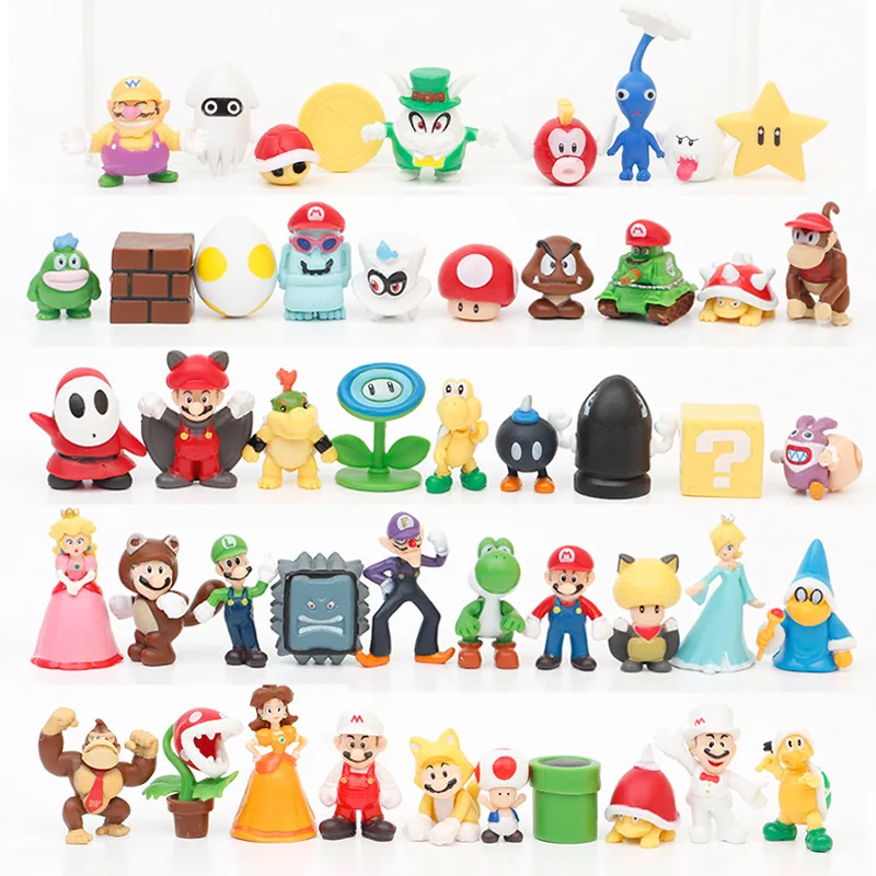 12Pcs/24Pcs/48Pcs Super Mario Bros Action Figures Kawaii Bowser Anime Figure - $13.55+