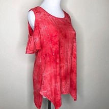 Sami &amp; Jo Red Cold Shoulder Short Sleeve Top Sz Small - £17.90 GBP