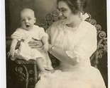 Smiling Mother &amp; Baby in White Dresses Real Photo Postcard - £7.74 GBP