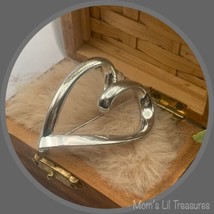 Vintage Large Silver Tone Open Heart Brooch Pin - £5.42 GBP
