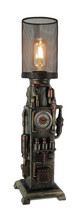 Steampunk Industrial Piping Tower Beacon Clock Mesh Table Lamp - £126.60 GBP