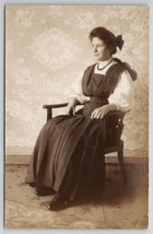 RPPC Lovely Woman Pretty Side Profile Seated Photo Postcard M22 - £7.82 GBP