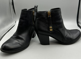 Ankle Shoes Franco Sarto Diana Black Leather Double Zipper Size 9.5 - $21.46