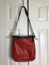 Tignanello Red Genuine Leather Purse Medium Hobo Handbags  - $32.71