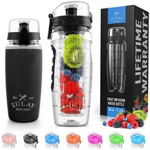 Zulay (34Oz Capacity) Fruit Infuser Water Bottle With Sleeve - Anti-Slip Grip &amp;  - £24.08 GBP