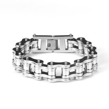 Punk Biker Bracelet Chain 316L Stainless Steel Mens and Women Fashion Jewelry Si - £16.30 GBP