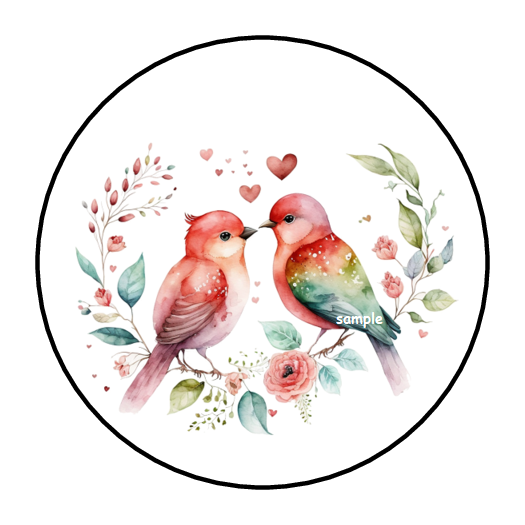 Primary image for 30 LOVE BIRDS STICKERS ENVELOPE SEALS LABELS 1.5" ROUND VALENTINES DAY