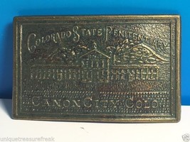 Prison belt buckle solid brass Colorado State penitentiary Canon City jail CO us - £13.12 GBP