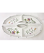 Italian Hand Painted Floral Porcelain Basket Tray Server 13 3/4 x 8.5" V... - $44.55