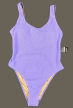 BODY SWIM SCOOP BACK One-Piece Cheeky Swimsuit Size: L -Purple RETAIL: $39 - $15.35