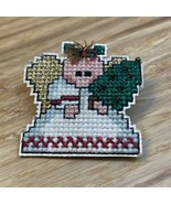 Finished Completed Counted Cross Stitch Angel Christmas Xmas Lapel Pin K... - £11.73 GBP