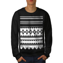 Wellcoda Black and White Mens Sweatshirt, Ornament Casual Pullover Jumper - £23.83 GBP+