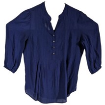 Cocomo Womens Shirt Size Medium Navy Blue 3/4 Sleeve Rayon Flaws - £15.15 GBP