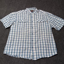 Wolverine Shirt Men Large Blue Plaid Button Up Vented Fishing Outdoor Hiking - £14.54 GBP