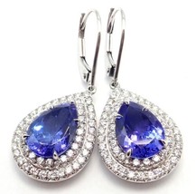 Authentic! Tiffany &amp; Co Platinum Diamond Tanzanite Soleste Drop Earrings - $12,000.00