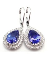 Authentic! Tiffany &amp; Co Platinum Diamond Tanzanite Soleste Drop Earrings - £9,563.99 GBP