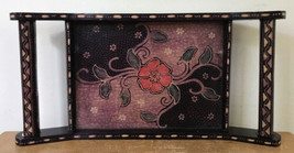 Wooden Purple Painted Floral Jewelry Tray - £781.06 GBP