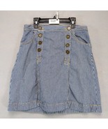 Pilcro and the Letterpress Striped Denim Mini Skirt Sz 6 Button Accent 2... - $36.25 CAD