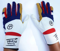 Kids Baseball Batting gloves Velos Sports® Durable Genuine Leather Tan/r... - $26.99