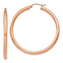 14K Rose Gold Hoop Earrings Polished Ear Jewelry 47mm x 45mm - £220.27 GBP