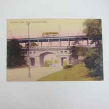 Antique Postcard Cincinnati Ohio Entrance Archway Eden Park Trolley Train c 1910 - £4.71 GBP