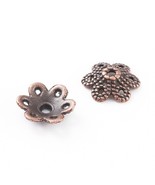 20 Flower Bead Caps Antique Copper Tone Spacers Findings Floral 10mm - $6.18 CAD