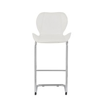 Set of Four 26 Inch White & Silver Metal Bar Height Chairs - $8,166.72 MXN