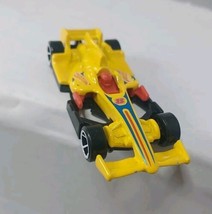 2014 Hot Wheels F1 Racer #8 Yellow 1:64 Diecast 3&quot; Indy Race Car With Red &amp; Blue - £7.63 GBP