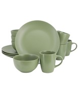 Gibson Home Everyday Plus 12 Piece Round Stoneware Dinnerware Set in Green - $97.35 CAD