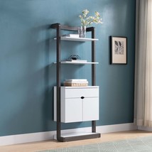 Modern White &amp; Grey Bookcase with Drawers - $159.99