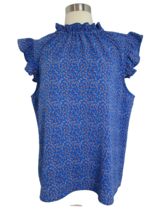 W5 Blouse Top Womens Size X-Large Blue Mock Neck Pullover Sleeveless Polyester - £19.60 GBP