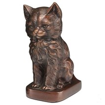 Small/Keepsake 50 Cubic Inch Copper Sitting Cat Pet Funeral Cremation Urn - $109.99