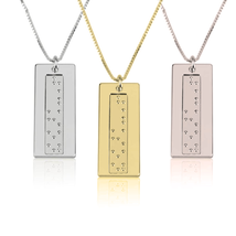 VERTICAL BRAILLE BAR PERSONALIZED NECKLACE &amp; CHAIN STERLING SILVER 24K G... - $129.99