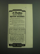1949 British Railways Ad - In Britain travel means British Railways - £14.48 GBP
