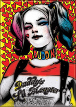 DC Comics Harley Quinn with Red Hearts Comic Art Refrigerator Magnet, NEW UNUSED - £3.15 GBP