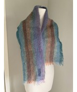 Vintage Royal Scot Mohair Wool Scarf Samuel Tweed  Great Britain teal 52&quot; - $38.68 CAD