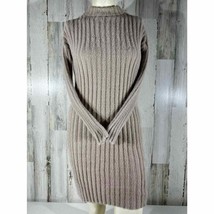 Le Lis Collection Sweater Dress Khaki Ribbed Fuzzy Bodycon Small Stretchy - £13.53 GBP