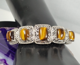 Vintage Marked STS Karis Tigerseye Size 7  Bangle Bracelet - $240.93 CAD