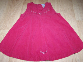 Size 18 Months Carter&#39;s Red Corduroy Jumper Dress Floral Embroidery EUC - $14.00