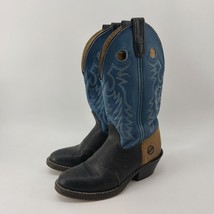 Double H Western Cowboy Boots Black Blue Festival Rodeo Size 8 - $55.17