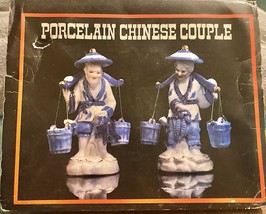 Vintage Asian Fisherman Couple Blue Porcelain Chinese Man Woman Figurine... - $3,727.99 MXN